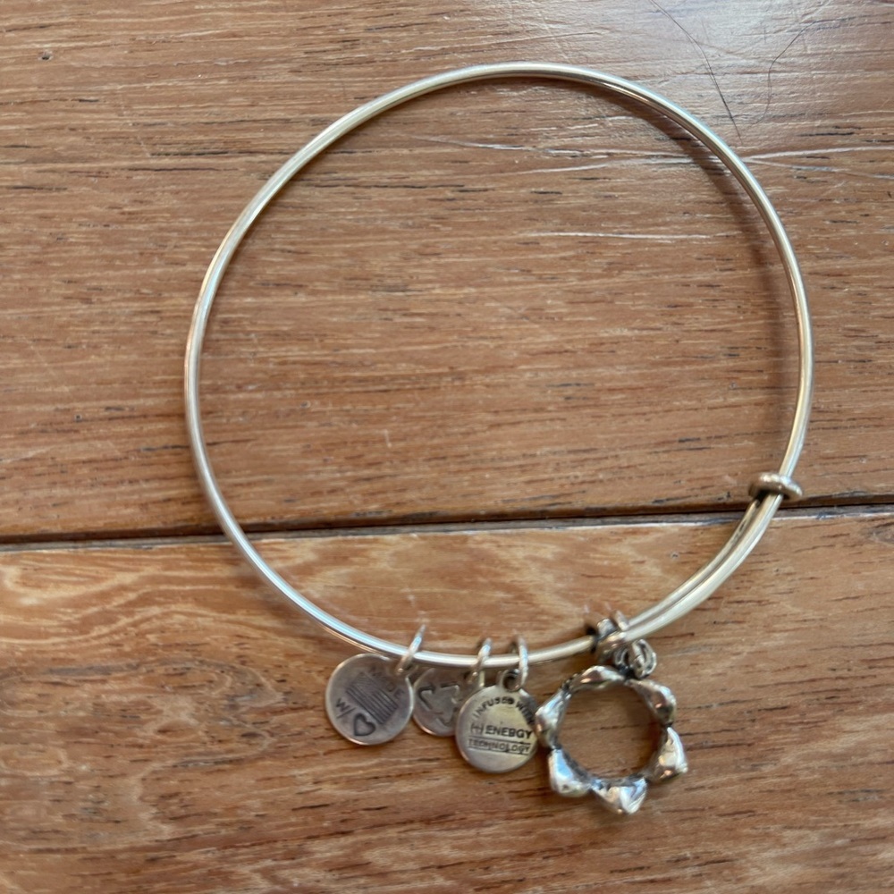 Alex and Ani Silver Crown Bangle Bracelet — Expandable Charm Bangle